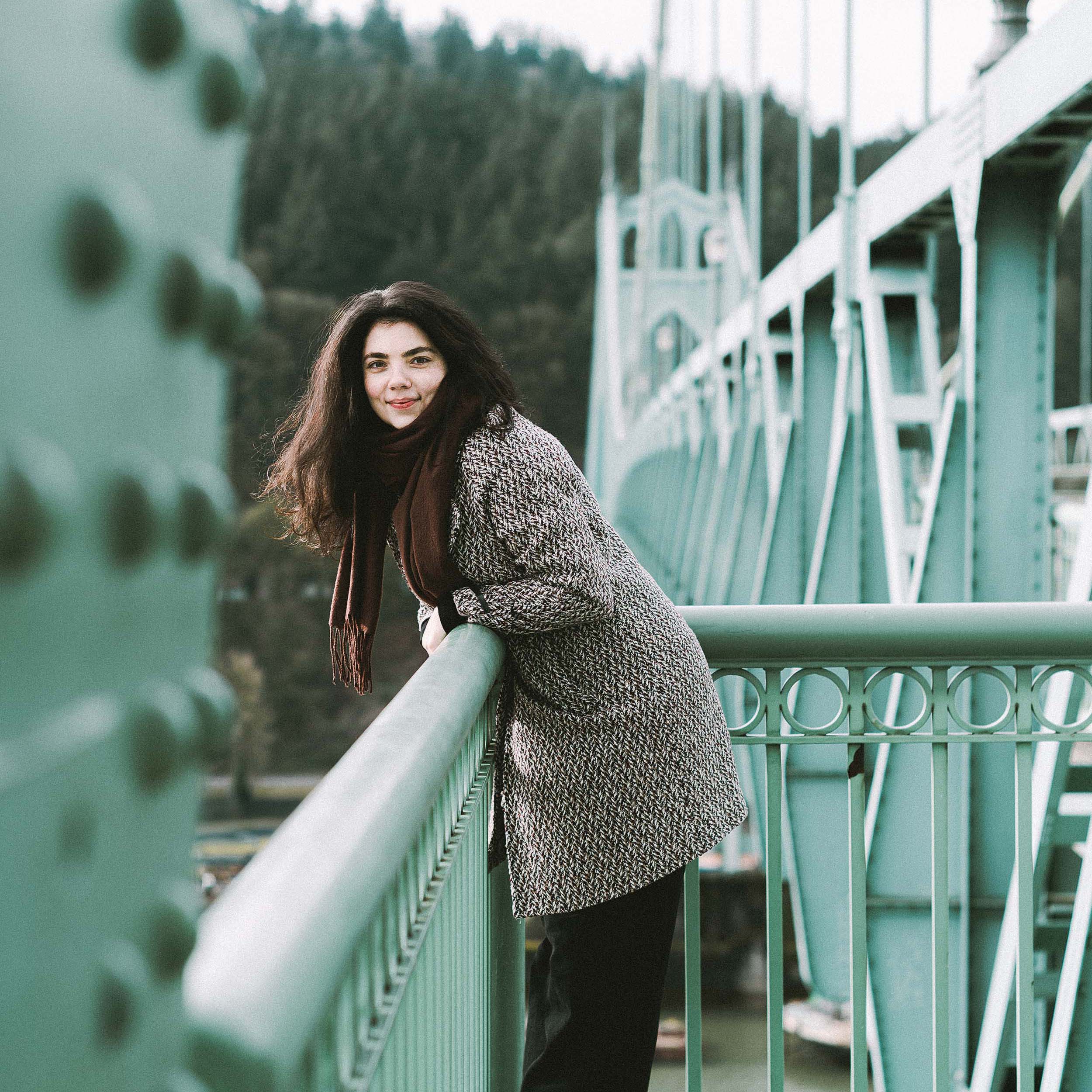 Moody Winter Portraits at Cathedral Park and St. Johns Bridge in Portland, Oregon
